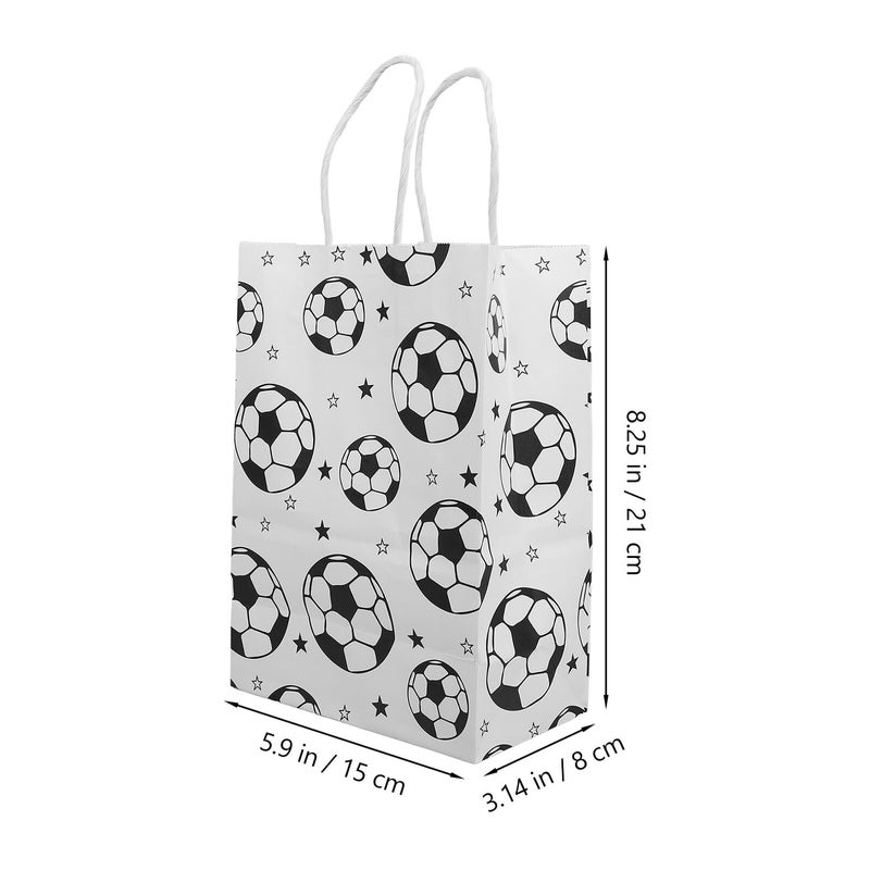 24 Kraft Paper Soccer Party Bags with Handles Small Sports Favor Bags for Birthday Football Event - Image 3