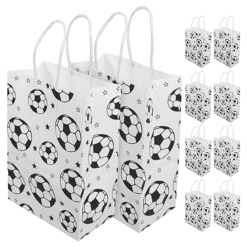 24 Kraft Paper Soccer Party Bags with Handles Small Sports Favor Bags for Birthday Football Event - Image 2