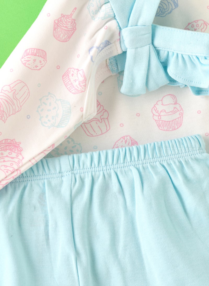 Elegant Kids Baby Cupcake Print Top and Shorts Set with Bows  - Image 4
