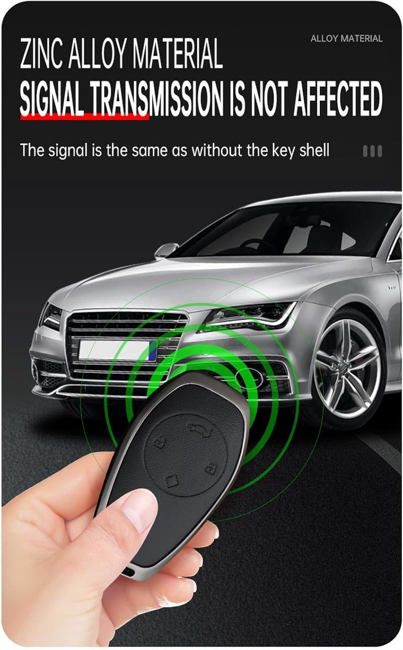 حافظة مفاتيح السيارة من ، تناسب طرازات Leapmotor T03 S01 C11 C01، مصنوعة من سبيكة الزنك والجلد، مزودة بـ 4 أزرار، لونها أحمر. - Image 3