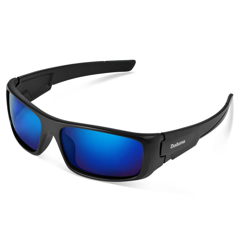 Duduma TR601 Polarized Sports Sunglasses for Men Women Baseball Running Cycling Fishing Driving Golf Hiking Superlight Frame (Black matte frame with blue lens) - Image 1