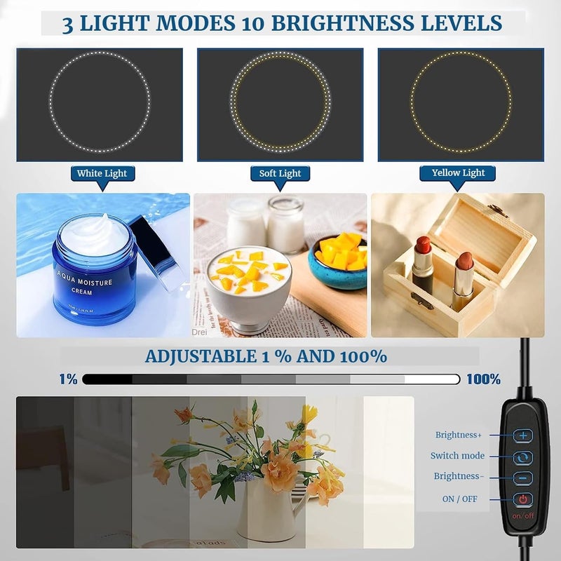 بولوز مجموعة تصوير Light Box، خيمة تصوير احترافية قابلة للتعتيم مقاس 12×12 بوصة مع إضاءة بيضاء CRI >95 و112 مصباح LED + 6 خلفيات صور لعرض المنتجات (40×40 سم / 16×16 بوصة) - Image 5