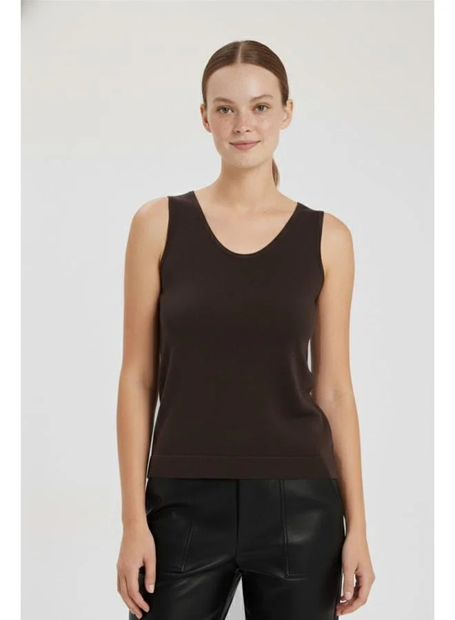 Mısırlı 1951 Brown Sleeveless V-Neck Women's Tank Top