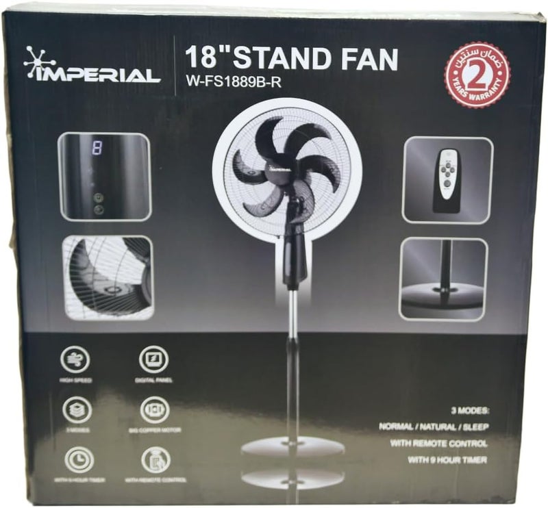 IMPERIAL imperial 18 inch standing fan with remote control 85w powerful cooling fan adjustable height oscillating pedestal fan with 6 blades for home office bedroom living room and commercial use - Image 3