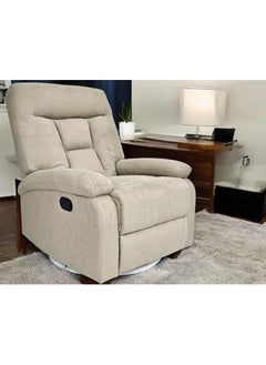 Best Single Recliner 360 Sofa MH-03843 FABRIC Modern Rocker Ergonomic Lounge 360 Degree Swivel With Single Sofa Seat Living Room Chair (Beige)
