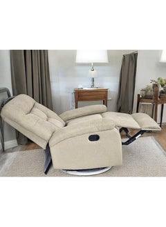 مالتي هوم فيرنيتشر أفضل كرسي فردي 360 أريكة MH-03843 FABRIC Modern Rocker مريح صالة دوارة 360 درجة مع مقعد أريكة واحد كرسي غرفة المعيشة (بيج)  - Image 2