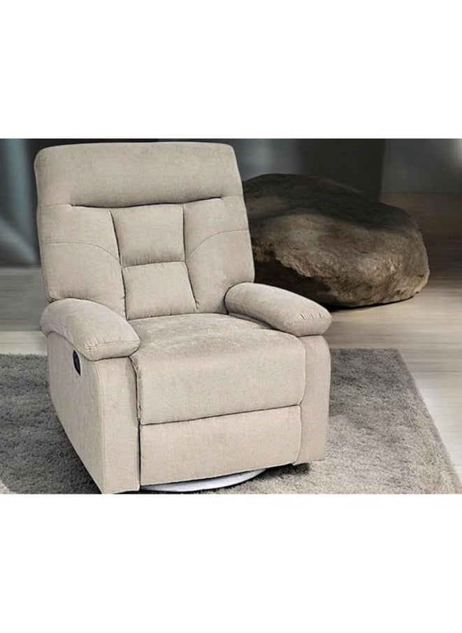 Multi Home Furniture - Best Single Recliner 360 Sofa MH-03843 FABRIC Modern Rocker Ergonomic Lounge 360 Degree Swivel With Single Sofa Seat Living Room Chair (Beige) - Image 1