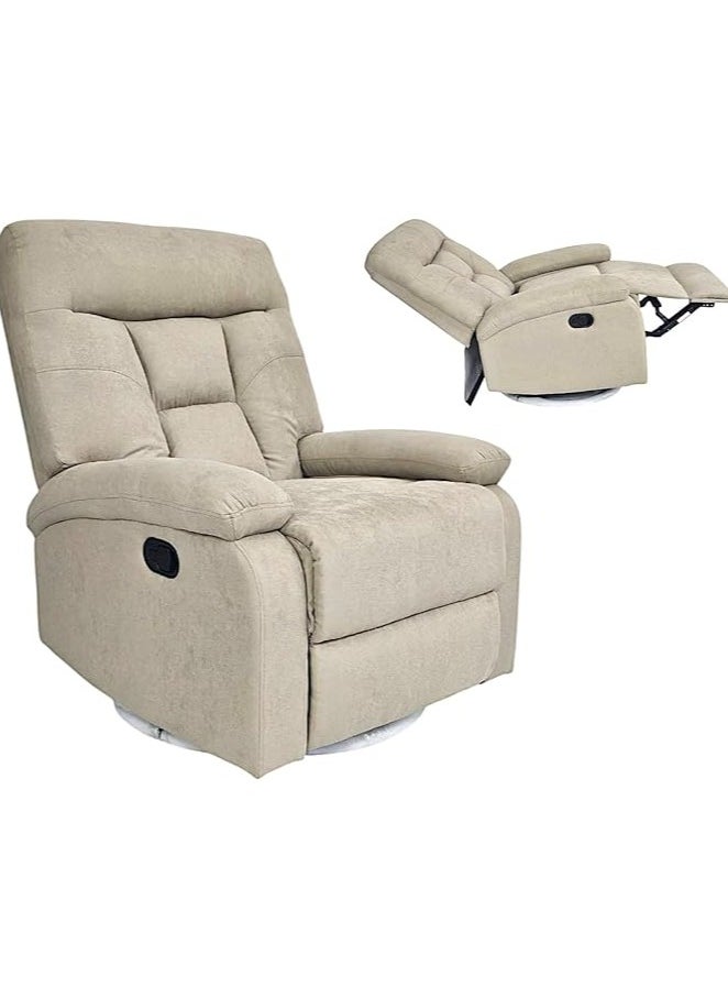 Multi Home Furniture - Best Single Recliner 360 Sofa MH-03843 FABRIC Modern Rocker Ergonomic Lounge 360 Degree Swivel With Single Sofa Seat Living Room Chair (Beige) - Image 1