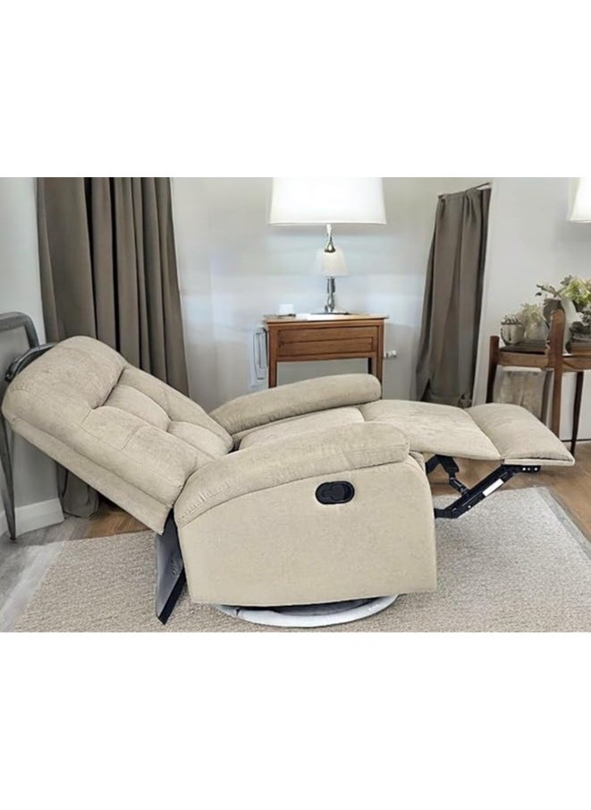 Multi Home Furniture - Best Single Recliner 360 Sofa MH-03843 FABRIC Modern Rocker Ergonomic Lounge 360 Degree Swivel With Single Sofa Seat Living Room Chair (Beige) - Image 1