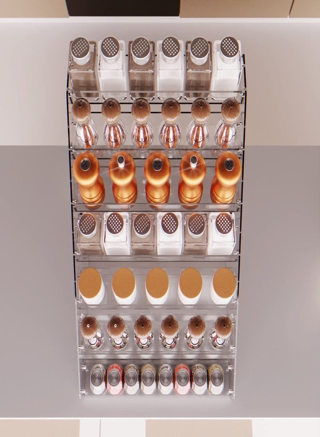 Homakover Tiered Spice Rack Acrylic, 7 Tier Clear Spice Rack Organizer for Cabinet, Vertical Spice Rack Shelf Durable Kitchen Seasoning Organizer for Countertop, Cabinet, Pantry, Kitchen Storage (7 Tier) - Image 5