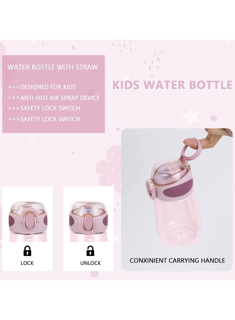 400ML Kids Water Bottle, Baby Toddler Sippy Cup with Scale, BPA-Free, Leak-Proof and Shatter-Resistant, Kids Bottle for Milk Juice Water, School Outdoor Travel (Blue)