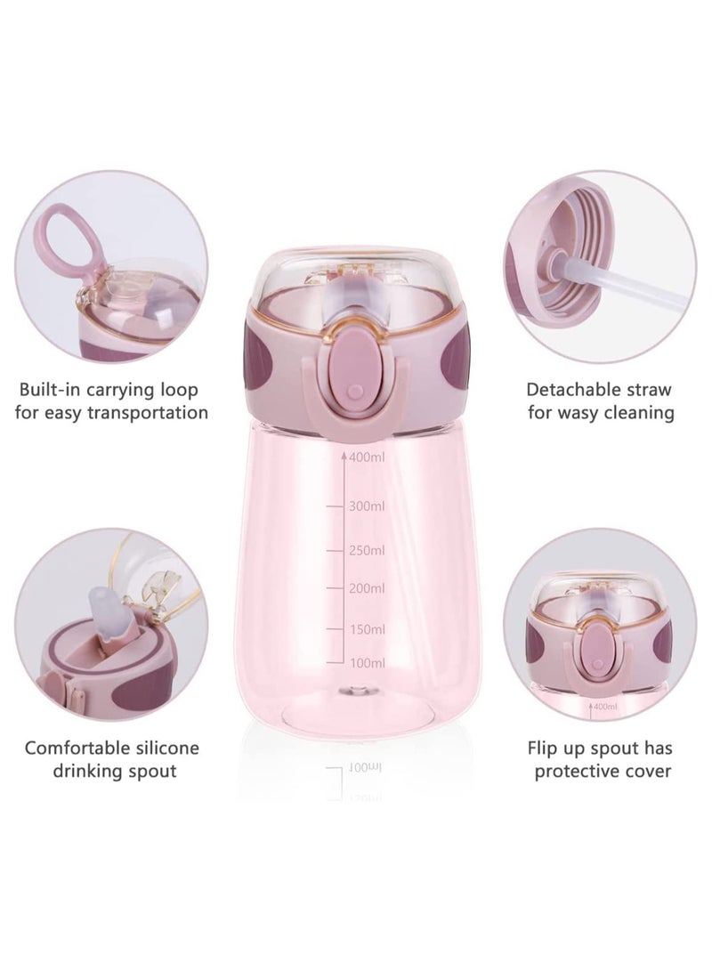 400ML Kids Water Bottle, Baby Toddler Sippy Cup with Scale, BPA-Free, Leak-Proof and Shatter-Resistant, Kids Bottle for Milk Juice Water, School Outdoor Travel (Blue)