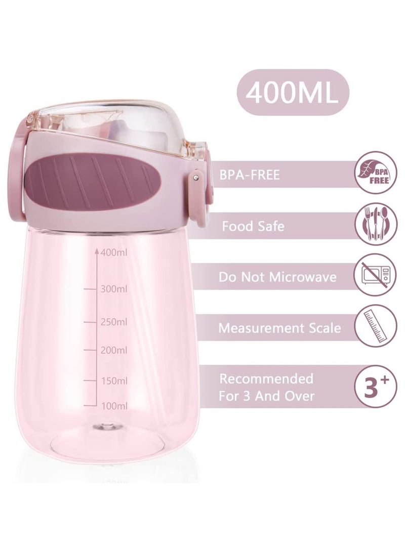 400ML Kids Water Bottle, Baby Toddler Sippy Cup with Scale, BPA-Free, Leak-Proof and Shatter-Resistant, Kids Bottle for Milk Juice Water, School Outdoor Travel (Blue)