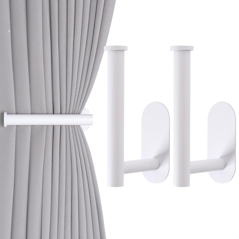 Groleca 2 Pack Adhesive Curtain Holdbacks No Drill Curtain Tie Backs Hooks White - Image 2