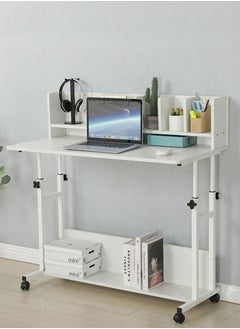 AGD Versatile Height Adjustable Desk With Bookcase For Computer Studying And Gaming White  - Image 2