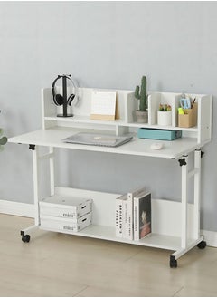 AGD Versatile Height Adjustable Desk With Bookcase For Computer Studying And Gaming White  - Image 3