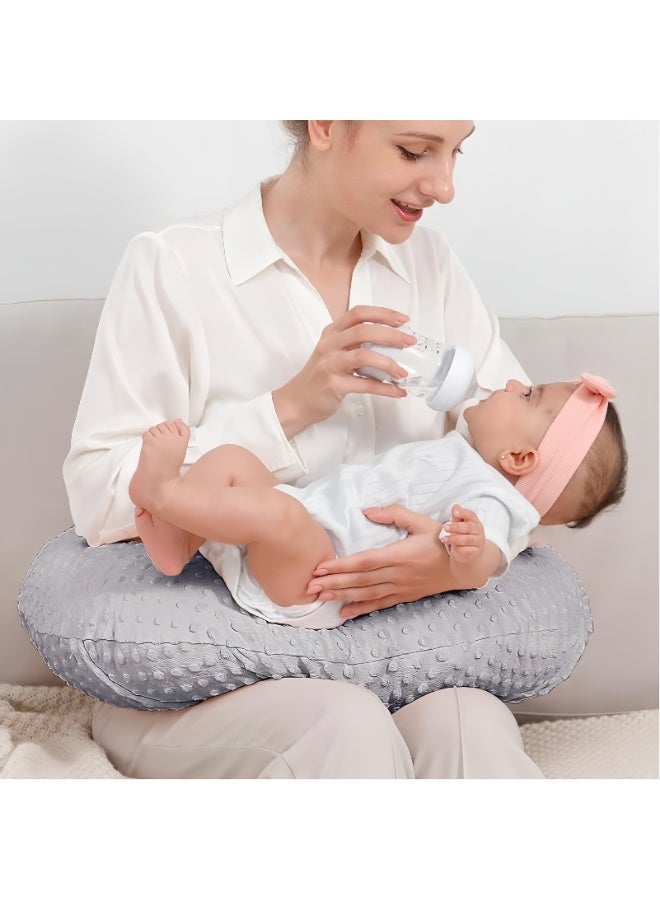 Lee Yon Baby Nursing Pillows for Breastfeeding, Multifunctional Ultra Soft Minky Feeding Support Pillow for Newborn, Grey - Image 1