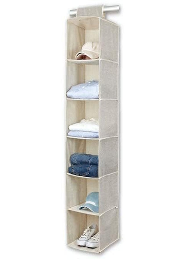 BINO 6-Shelf Sweater Closet Organizer - Beige | Closet Hanging Organizer for Bedroom | Hanging Sweater Storage Organizer | Hanging Shelves | Portable Closets for Hanging Clothes | Room Essentials - Image 2
