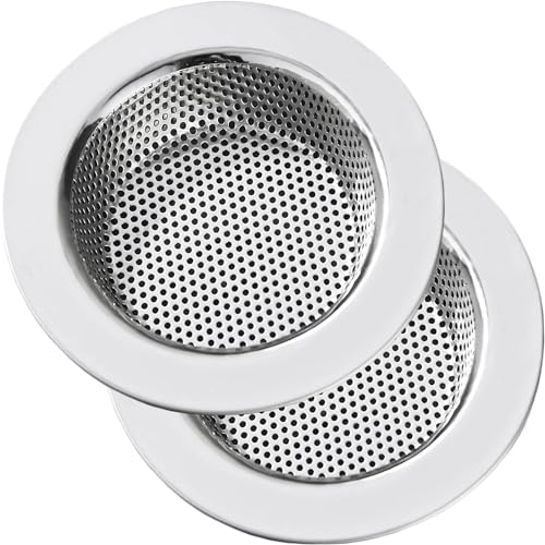 LASSHSWA Kitchen Sink Strainer Stainless Steel, LASSHSWA Kitchen Sink Drain Strainer, Sink Strainers for Kitchen Sinks with Large Wide Rim 4.5" Diameter (2 Pack) - Image 1