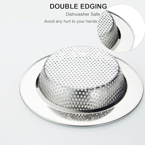 LASSHSWA Kitchen Sink Strainer Stainless Steel, LASSHSWA Kitchen Sink Drain Strainer, Sink Strainers for Kitchen Sinks with Large Wide Rim 4.5" Diameter (2 Pack) - Image 3
