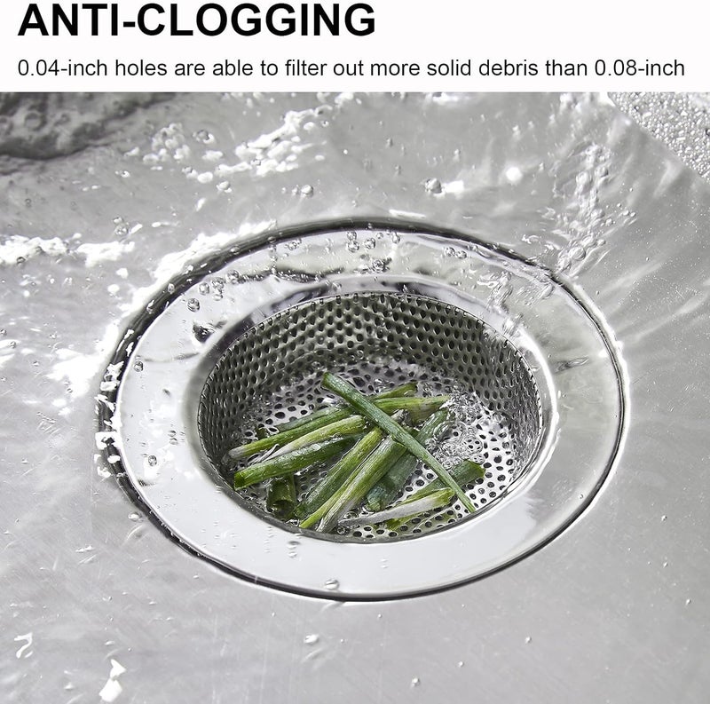 LASSHSWA Kitchen Sink Strainer Stainless Steel, LASSHSWA Kitchen Sink Drain Strainer, Sink Strainers for Kitchen Sinks with Large Wide Rim 4.5" Diameter (2 Pack) - Image 5