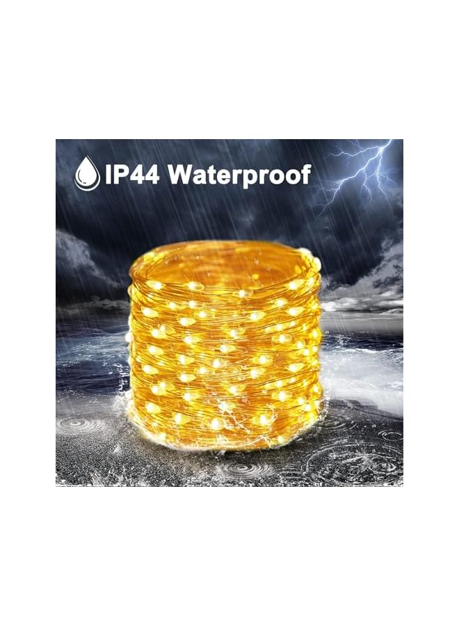 The Bros أضواء شمسية متسلسلة، أضواء خرافية LED دافئة بيضاء، أضواء خرافية شمسية فائقة السطوع ومقاومة للماء، 8 أوضاع لأضواء متسلسلة شمسية خارجية للحديقة والشجرة والفناء والحفلات (كل عبوة تحتوي على 2 حزمة 22م 200) - Image 5