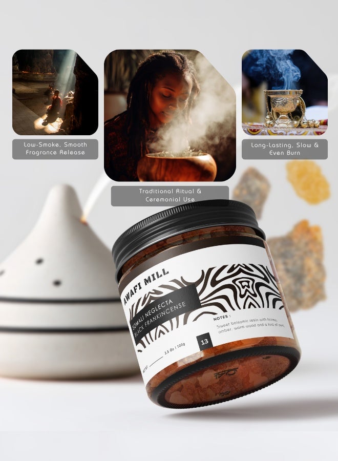 أباميك راتنج بخور اللبان الأسود الصومالي من أوافي ميل، 100 غرام (3.5 أونصة) | دموع اللبان الداكنة للفحم والمباخر الكهربائية - Image 2