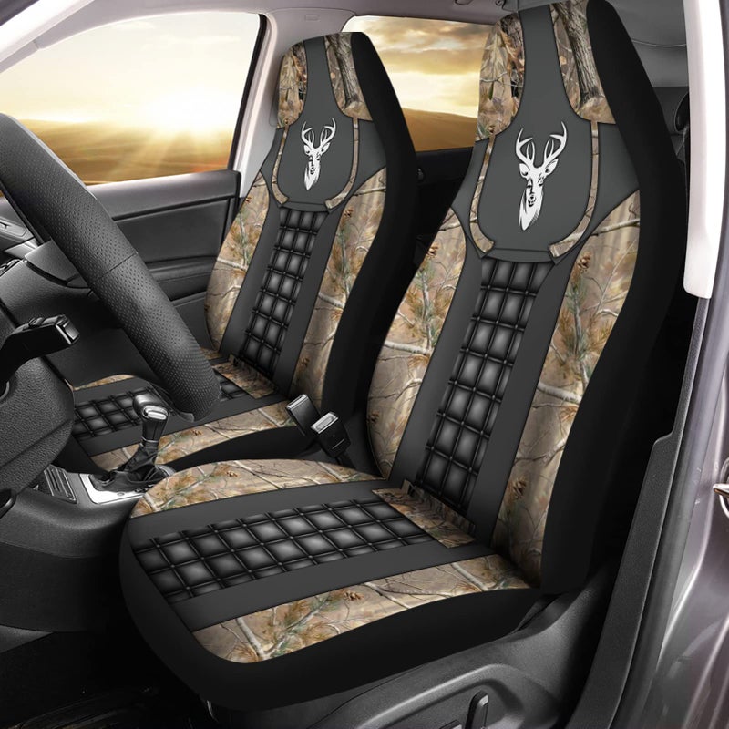 Howilath Forest Deer Pattern Front Seat Cover 2 Pcs, Universal Vehicle Seat Protector Mat Covers, Fit Most Cars, Sedan, SUV, Van Truck - Image 1