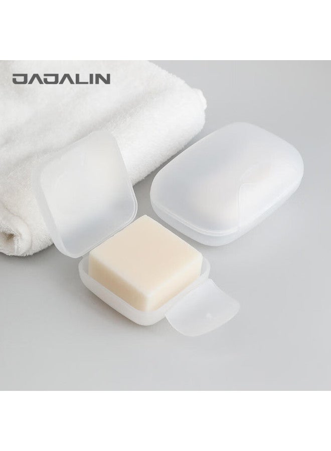 Jajalin Portable Travel Soap Box With Lid, Lockable Handmade Soap Container, Plastic Soap Dispenser, White - Image 1