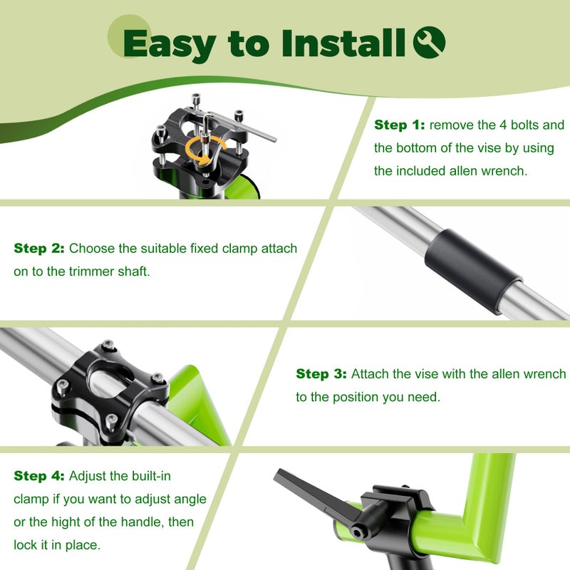 Yomoho Upgraded Weed Eater Handle, Ergonomic String Trimmer Handle with Adjustable Shoulder Strap and Clamp, Weedeater Handle Extension for Lawn Care, Landscaping, and Yard Trimming Edging - Image 5