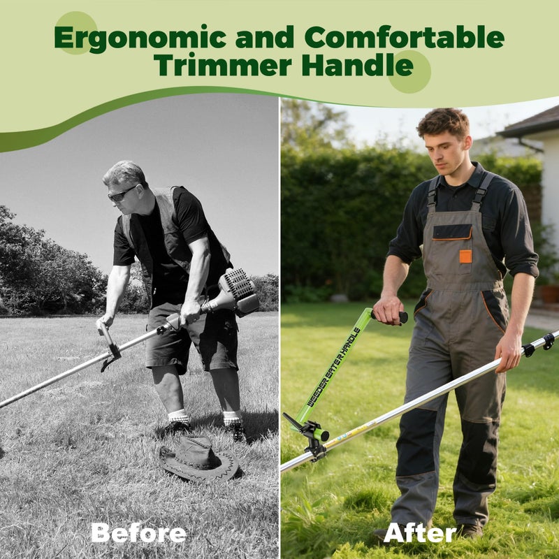 Yomoho Upgraded Weed Eater Handle, Ergonomic String Trimmer Handle with Adjustable Shoulder Strap and Clamp, Weedeater Handle Extension for Lawn Care, Landscaping, and Yard Trimming Edging - Image 2