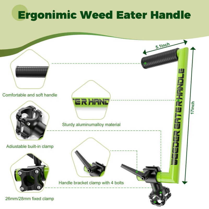 Yomoho Upgraded Weed Eater Handle, Ergonomic String Trimmer Handle with Adjustable Shoulder Strap and Clamp, Weedeater Handle Extension for Lawn Care, Landscaping, and Yard Trimming Edging - Image 4
