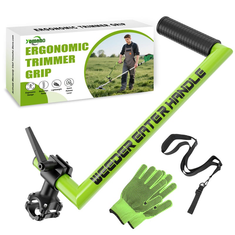 Yomoho Upgraded Weed Eater Handle, Ergonomic String Trimmer Handle with Adjustable Shoulder Strap and Clamp, Weedeater Handle Extension for Lawn Care, Landscaping, and Yard Trimming Edging - Image 1