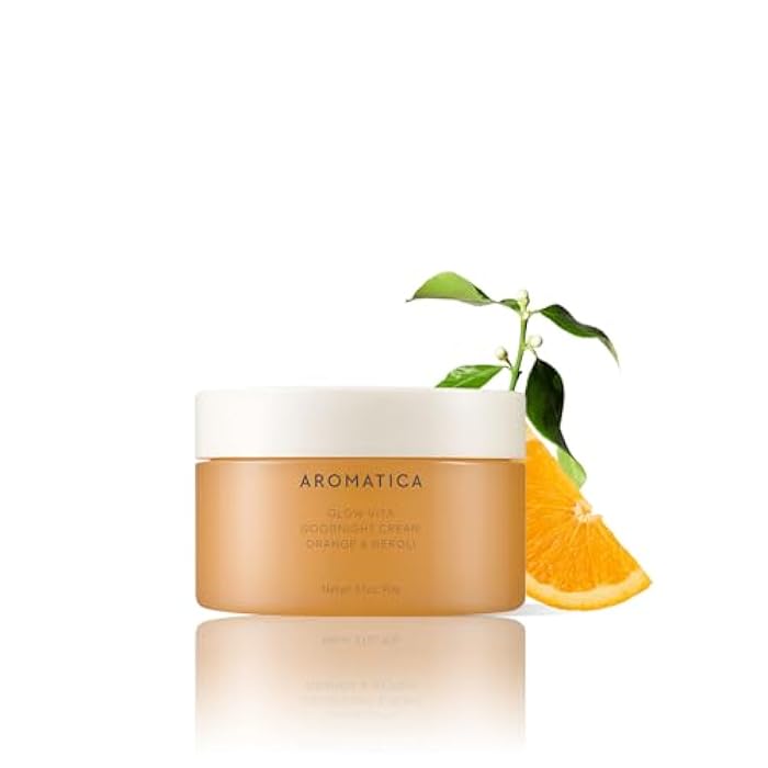 AROMATICA Glow Vita Goodnight Cream Orange & Neroli - Night Cream Moisturizer for Face & Neck | Anti Aging Wrinkle Cream with Vitamin C, 5% Niacinamide (3.1fl oz/90g) - Image 1