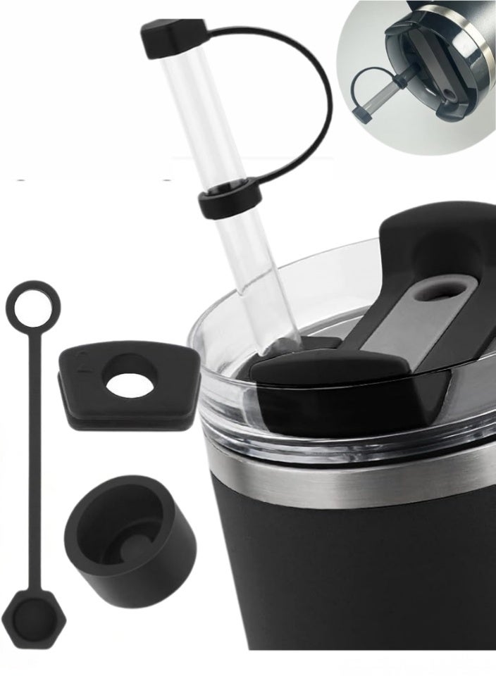 اس تي ان طقم سدادة انسكاب من السيليكون لأكواب ستانلي، مجموعة ملحقات الأكواب سعة 30 أونصة و40 أونصة، تتضمن غطاءً للقشة، وسدادة مانعة للتسرب، وسدادة انسكاب، متوافقة مع ستانلي كوينشر H2.0 فلو ستيت - أسود - Image 1