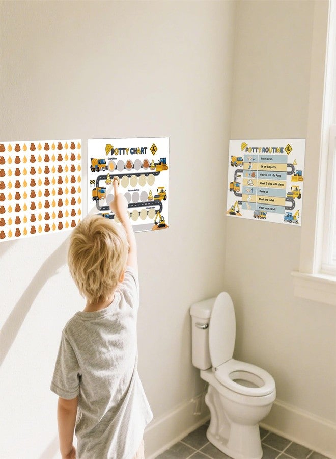 Boqon 15 Pcs Potty Chart for Toddlers Boys, Truck Themed Potty Training Chart for Toddlers Boys Self-Adhesive Poop Stickers Reward Charts for Toddler Kids (Potty15) - Image 2
