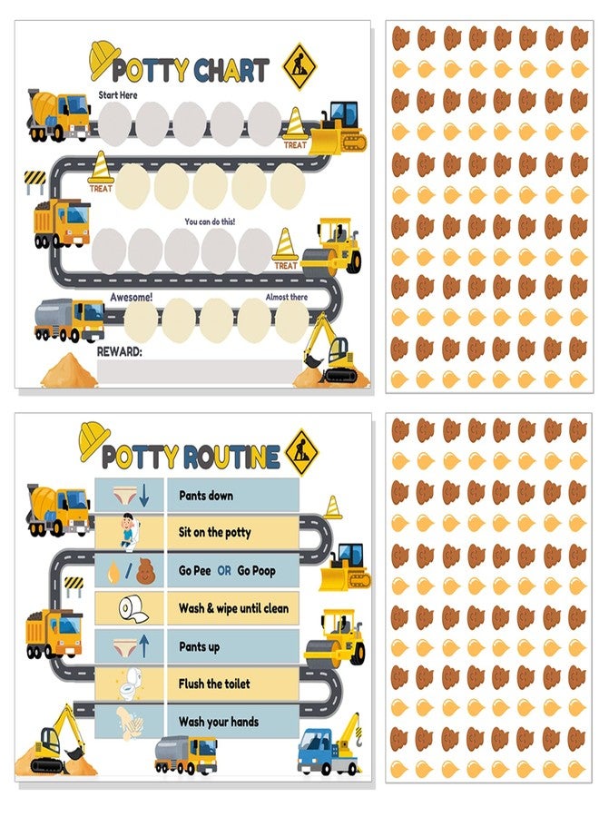 Boqon 15 Pcs Potty Chart for Toddlers Boys, Truck Themed Potty Training Chart for Toddlers Boys Self-Adhesive Poop Stickers Reward Charts for Toddler Kids (Potty15) - Image 1