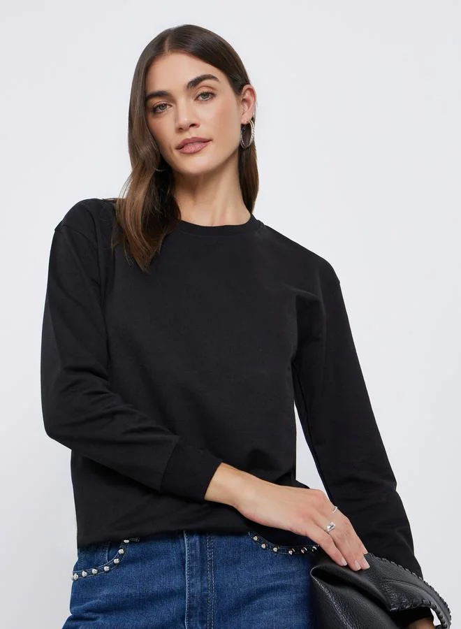 Styli Black Regular Fit Sweatshirt