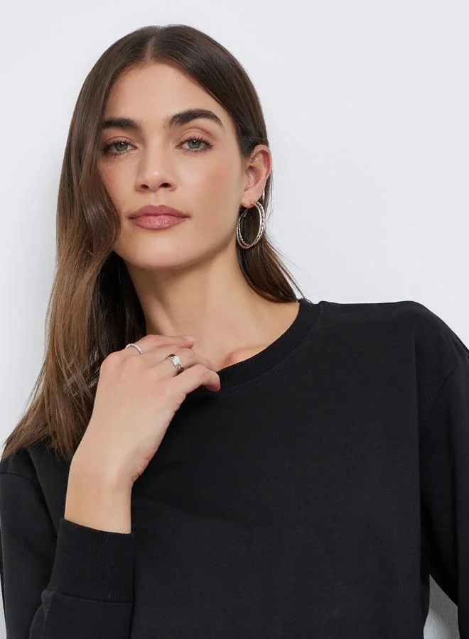 Styli  Styli Black Regular Fit Sweatshirt for Women | Best Price UAE