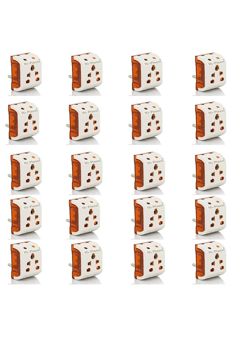 HI PLASST PINS N PLUGS HiPlasst 3pin Multiplug Socket Adapter Pack of 20 5 Way MultiPlug for 2pin 3pin Plug Tops USA to India Converter Plug  - Image 1