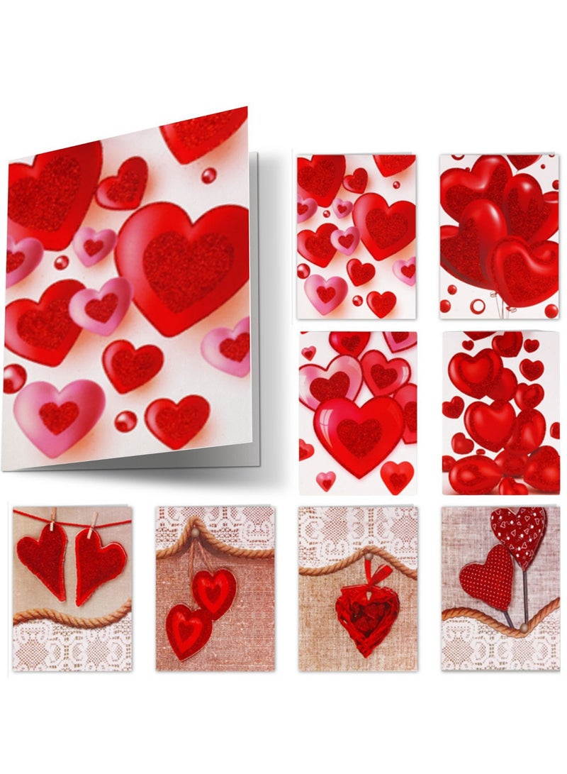 المنزل الذكي مجموعة بطاقات التهنئة الموسيقية من هوم سمارت هارتس مكونة من 8 قطع مع تصميمات متنوعة على شكل قلوب للأصدقاء والأزواج والذكرى السنوية وأعياد الميلاد وعيد الحب - Image 1