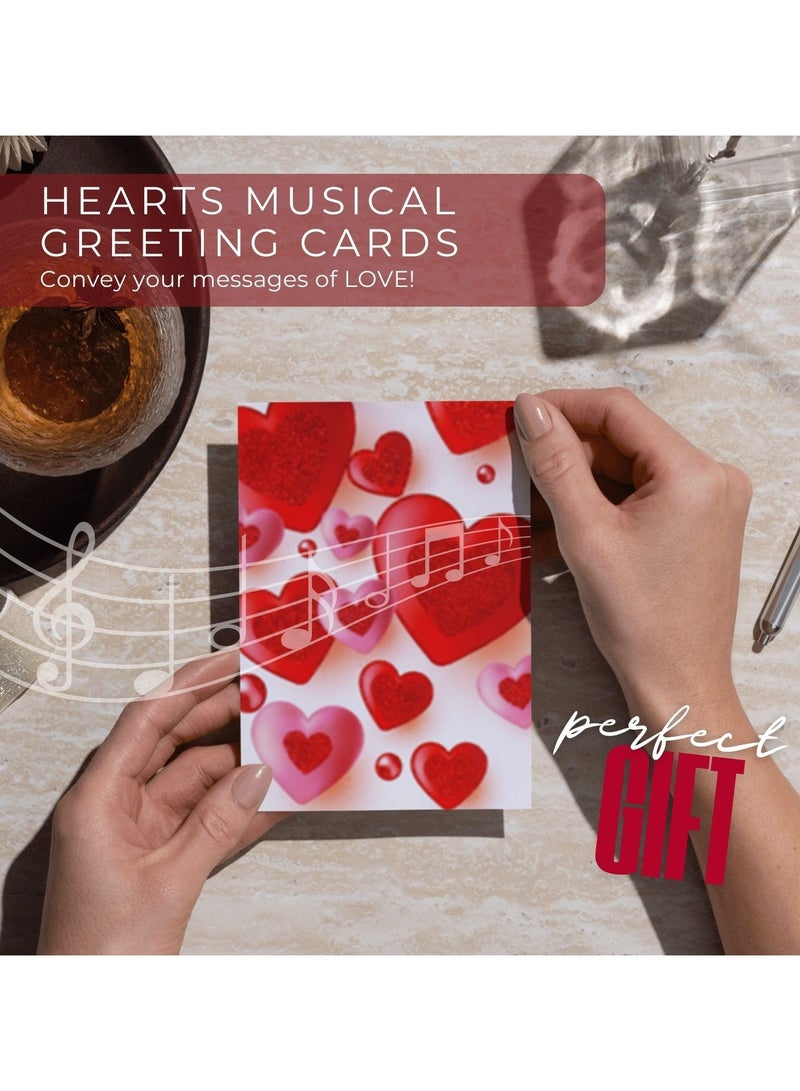 المنزل الذكي مجموعة بطاقات التهنئة الموسيقية من هوم سمارت هارتس مكونة من 8 قطع مع تصميمات متنوعة على شكل قلوب للأصدقاء والأزواج والذكرى السنوية وأعياد الميلاد وعيد الحب - Image 4