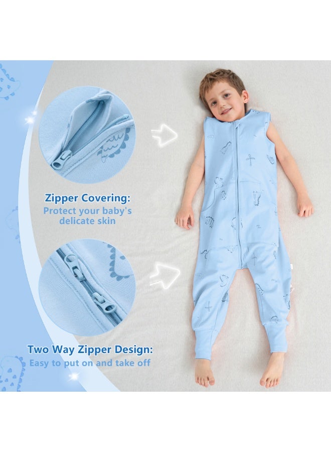 LEE AND TOWN 100% Cotton Cute Sleeveless Baby Sleeping Bag With Leg Kids Wearable blankets Sleeping Sack with Pocket  1-6Years - Image 4