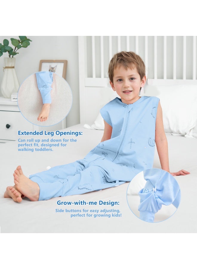 LEE AND TOWN 100% Cotton Cute Sleeveless Baby Sleeping Bag With Leg Kids Wearable blankets Sleeping Sack with Pocket  1-6Years - Image 5