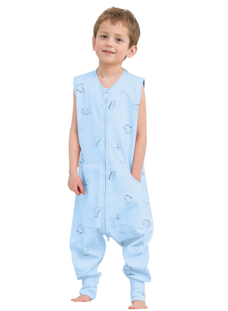 LEE AND TOWN 100% Cotton Cute Sleeveless Baby Sleeping Bag With Leg Kids Wearable blankets Sleeping Sack with Pocket  1-6Years - Image 1