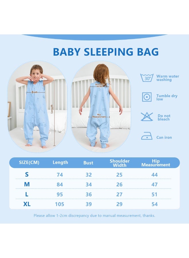 LEE AND TOWN 100% Cotton Cute Sleeveless Baby Sleeping Bag With Leg Kids Wearable blankets Sleeping Sack with Pocket  1-6Years - Image 2