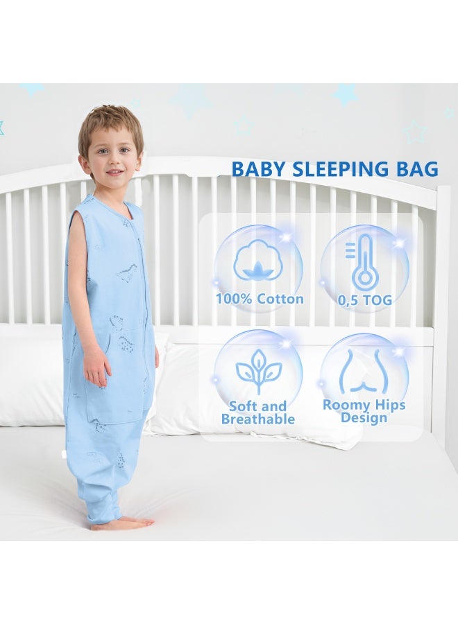 LEE AND TOWN 100% Cotton Cute Sleeveless Baby Sleeping Bag With Leg Kids Wearable blankets Sleeping Sack with Pocket  1-6Years - Image 3