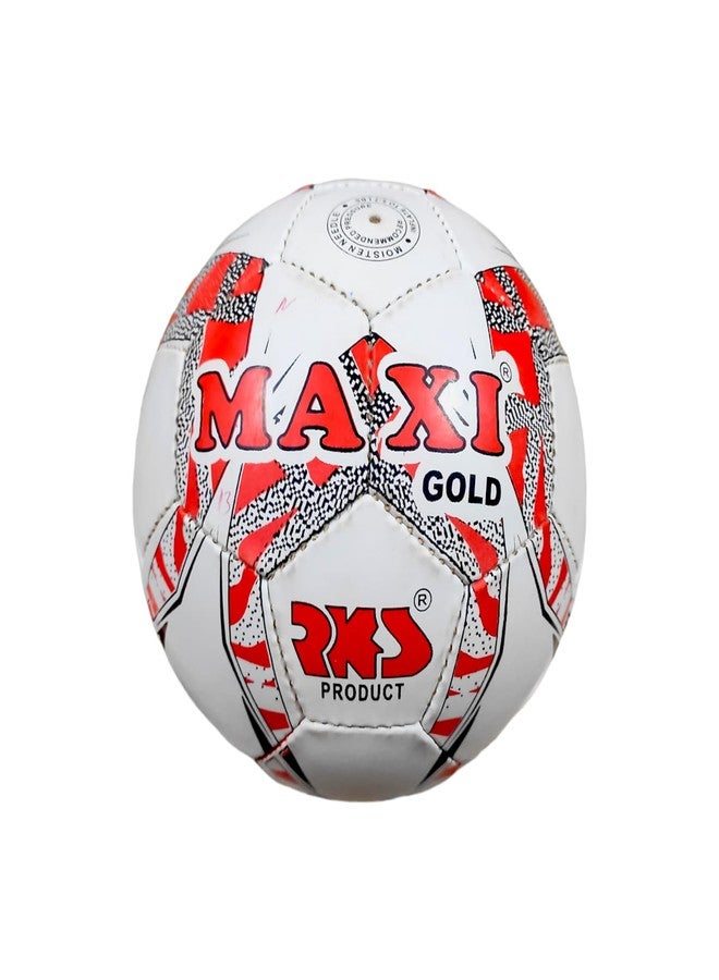 SBG Football Maxi Gold White, 32 Pannel Football, Hand Stitched with 2.5 ply Bladder Football for Soft and Wet Grounds, Match Football,Size-5 (Maxi Gold, White) - Image 2