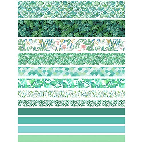 Lakeer 12 Rolls Washi Tape Set Decorative Japanese Masking Paper Tape for Scrapbooking, Planners, Card/Gift Wrapping, DIY Decor and Craft Supplies (Green), 8.4 Cm - Image 2