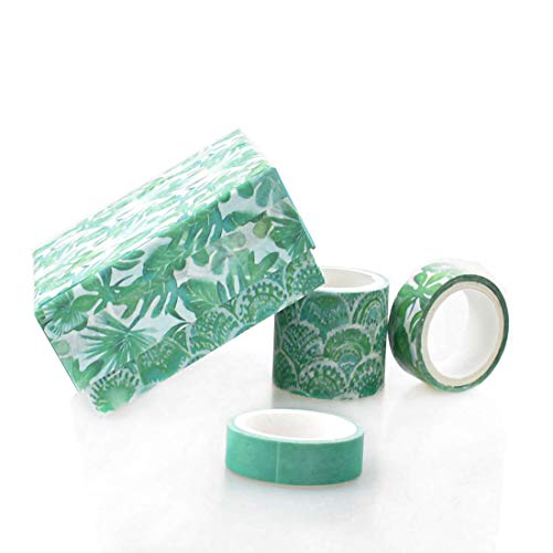 Lakeer 12 Rolls Washi Tape Set Decorative Japanese Masking Paper Tape for Scrapbooking, Planners, Card/Gift Wrapping, DIY Decor and Craft Supplies (Green), 8.4 Cm - Image 5